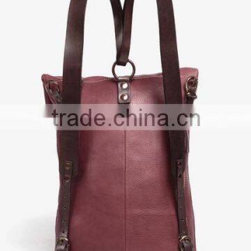 High Quality Women Knapsack Leather Document Backpack Bag photo-4