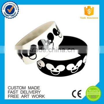 Customized eco-friendly printing silicone animal logo wristband