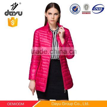 2016 OEM Customized women white slim down coat ,goose down long coat ultra light quilted down coat