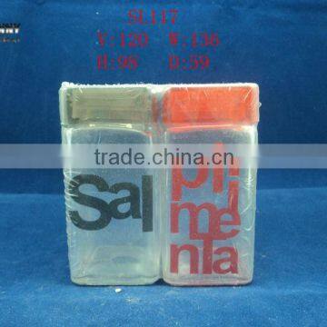 pepper or salt glass container with plastic cap