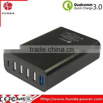 HUNDA Factory 60W 6Port USB Charger With Single Quick Charge 3.0 Port + Type C Port photo-3