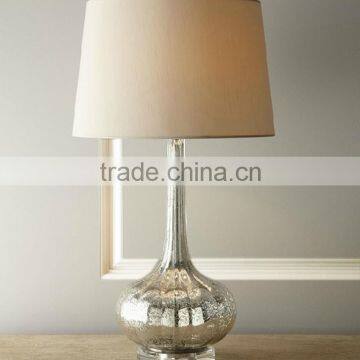 wholesale acrylic base mercury glass lamp with long flask pumpkin shade and linen barrel shade