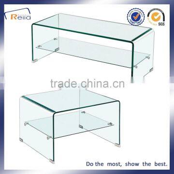 HOT BENDING SQUARE ART TEMPERED GLASS COFFEE TABLE DOUBLE LAYER GLASS FUNKY CLASSIC TABLE