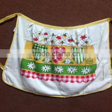 yellow border terry cotton kitchen waist apron