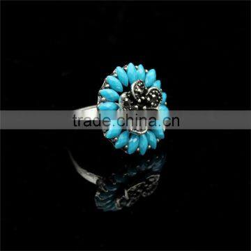Round Alloy With Water Drop Resin Diamond Traditional Jodha Akbar Ring photo-4