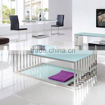 Stainless steel tempered glass with coffee table