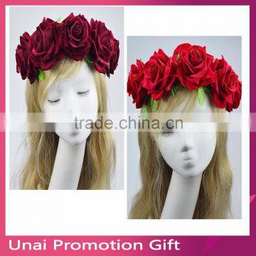 New Style Red Rose Wedding Wreath Bridal Headdress Forehead Headband Hair Head Accessories