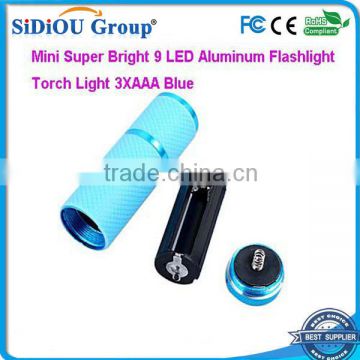 Mini Super Bright 9 LED Aluminum Flashlight Torch