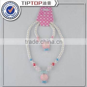 color lollipop imitation pearl necklace and bracelet jewelry set for girl