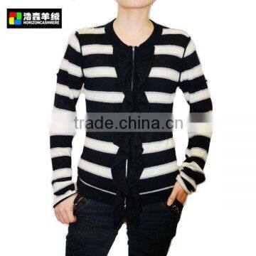 Black and White Strip Cardigan, Design Cashmere Cardigan