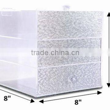 Clear Acrylic Makeup and Jewelry Organizer, Cosmetic Display or Storage Box, With 3 Tiers (AM-A-023)