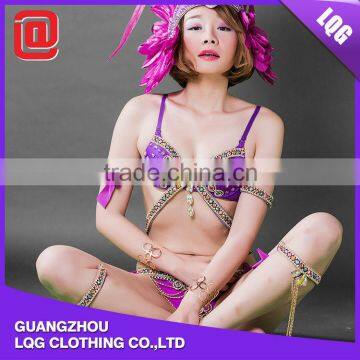 Hot Handmade Purple Feather Rhinestone Sexy Women Carnival Costumes photo-4