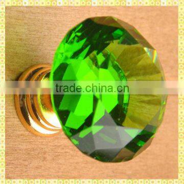 Wholesael Crystal Diamond Green Glass Door Knobs For Wardrobe Decoration