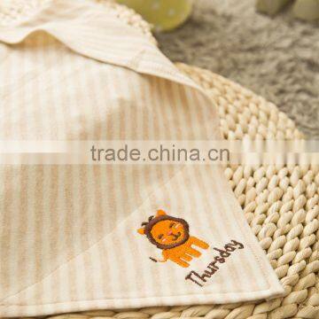 GOTS Organic 100% Cotton Baby Bibs, Scarfs and Burp With Exquisite Embroidery Stripe Brown