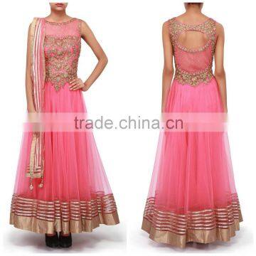 Sterling Pink Net Anarkali Suit/Buy Online Designer Anarkali Suits