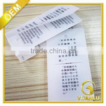 Custom fashionable plastic clothing hang tag