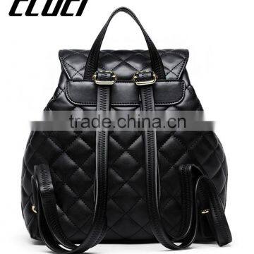 Leather Plaid Girls Branded College Bag Backpack Stylish With Chain photo-3