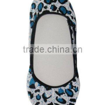 Ladies' fashion blue leopard print footie socks