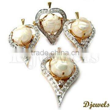 Diamond Gold Pendant Sets, Cultured Pendant Sets, Diamond Jewelry