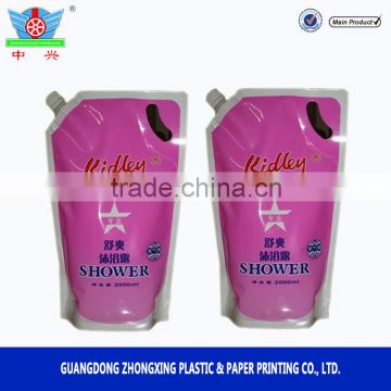 customized Plastic liquid soap packaging spout bag for body wash