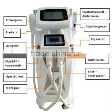 E-light+rf+nd yag laser machines for skin careness and tattoo removal