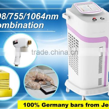 New 808/755/1064nm Three in one The Best Hair Removal Permanent Laser Diode with German bars used for Clinic