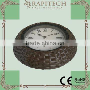 13 Inch Indoor Outdoor Decorative Rattan Clock With Thermometer photo-2