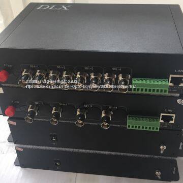 4chs HD-SDI video  with one RS485 data Fiber Optic Transmitter and Receiver,SDI PTZ camera to fiber converter