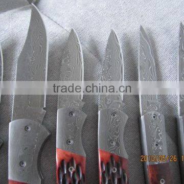 OEM Handmade Damascus Collection Folding Knife, Mountain Hiking Small Knife, Natural Wood Handle photo-2
