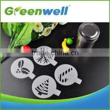 With food grade certification Cappuccino art plastic coffee stencils set