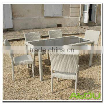 Audu White Canberra Patio Dining Set,Balcony Wicker Dining Set