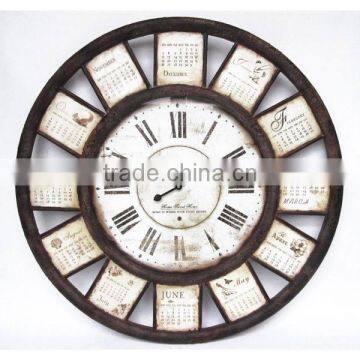 Vintage Metal Wall Clock Calendar