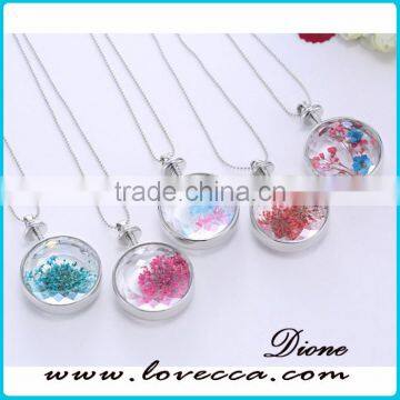 60cm Alloy Chain Dry Flower Inside Glass Terrarium Jewelry Necklace photo-3