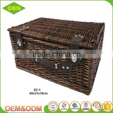 2017 New Design Hot Selling Outdoor Camping Empty Willow Wicker Picnic Basket for Two Person photo-4