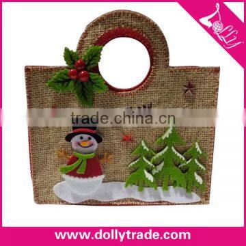 Plush Santa Snowman Christmas Tree Bag Linen Christmas Handbag