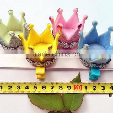 New Premium 3D Assorted Princess Cinderella Inspired New Design Polyester Barrette Felt Hair Clip With Sequin Rhinestone photo-2