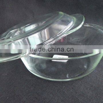 High quality 2L clear Round pyrex glass steamer pot with glass lid