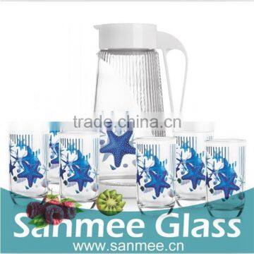 Heat Transfer Glass Colorful Big Juice Gift Glass Jug Set