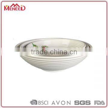 Melamine Hot Selling Unbreakable Ceramic-like Floral Print Swirl Pattern Restaurant Plastic Bowl Set photo-2
