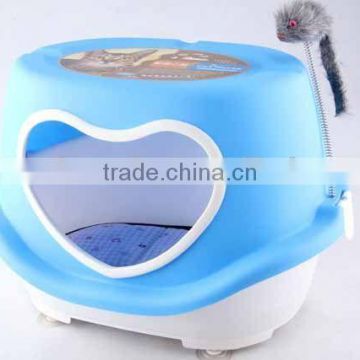 hotselling plastic pet house cat house with mouse decoration and cushion