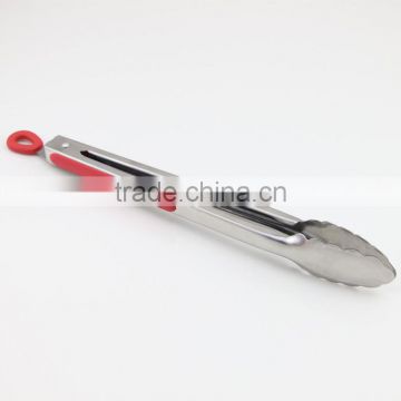 Red Silicone Handle Stainless Steel Tong Barbecue Tong