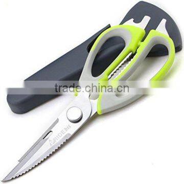 New Style Stainless Steel Soft Grip Handle Kitchen Multifunctional Shears Cabinet Meat Scissors photo-3