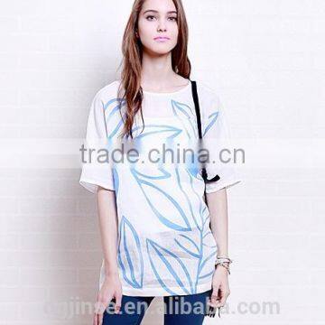 The new model fashion t-shirt woman T-shirt custom printing half sleeve loose bamboo cotton vintage t shirt