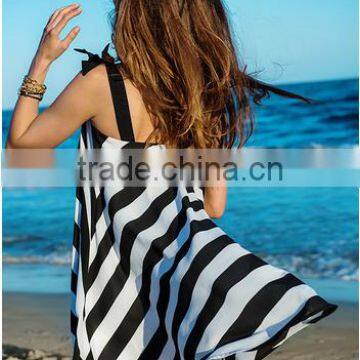 Summer Womens Dresses New Arrival 2016 Black &white Stripe Sexy Sling Beach Sundress Plus Size Dress photo-2