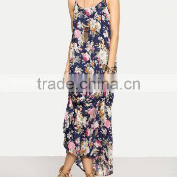 Woman/girls Fashion Floral Print Flowy Maxi Beach Long Dress photo-3