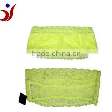 fashionable design tube top bra wholesale yellow lace tube top bra inner wear high quality for hot ladies (accept OEM)