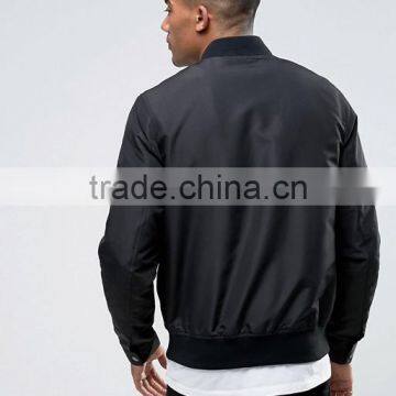 2017 High Quality New Design Durable 100% Polyester Smooth Mesh Lining Black Rib Cuffs Running Casual Men Bomber Jacket photo-2