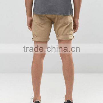 2016 High Quality Latest Custom Five Pocket Men's Khaki Slim Fit 100% Cotton Stretch Denim Concealed Fly Casual Plain Hot Shorts photo-2