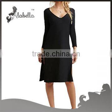 Latest casual dress design long sleeve dresses black dress