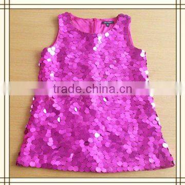 New Design Fashion Kids Shining Sleeveless Cheap Vest Top Girl Shining Cheap Dress